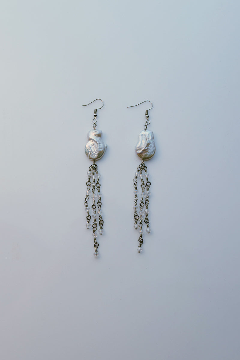 04 Baroque Pearl Drop Chain Earrings